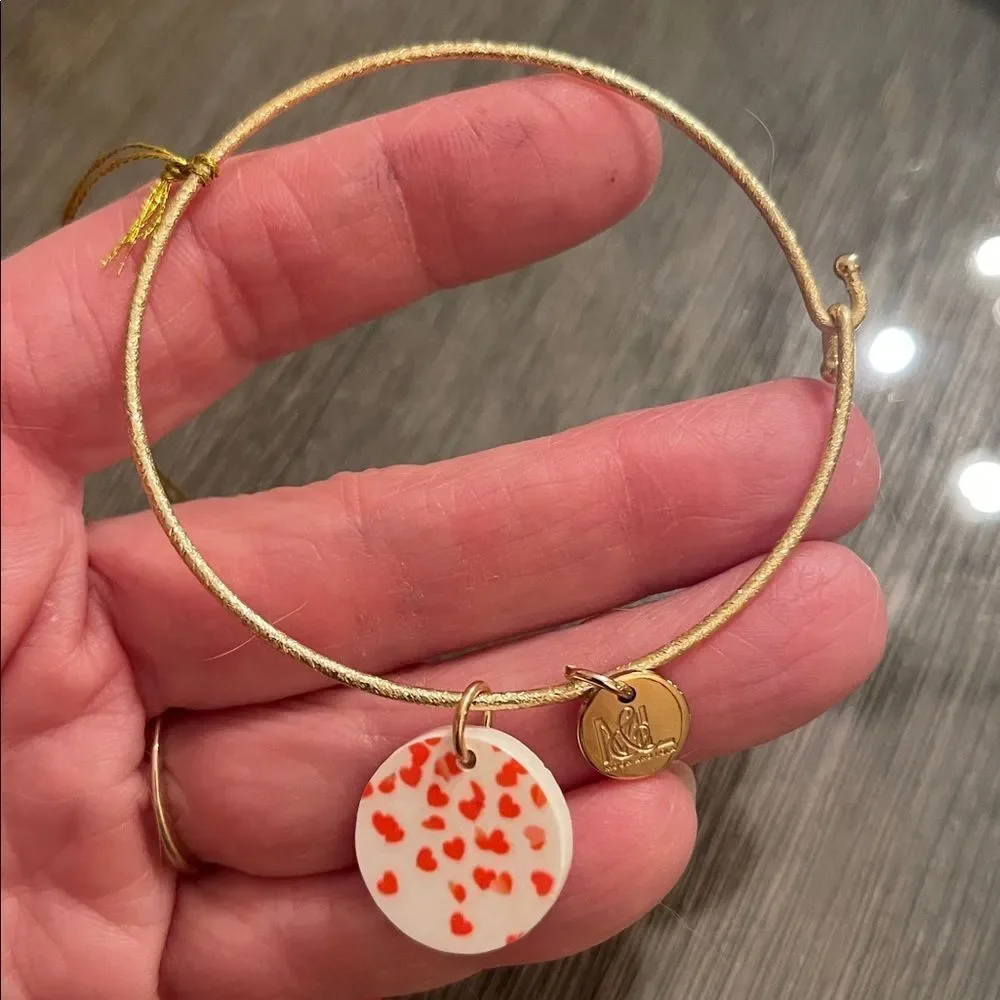 Moon & Lola Gold Bracelet with White Disc with Red Heart Details Valentine’s Day